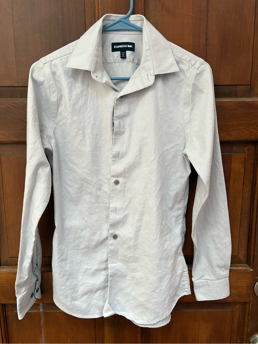 Express Men’s Light Gray Long-Sleeve Dress Shirt